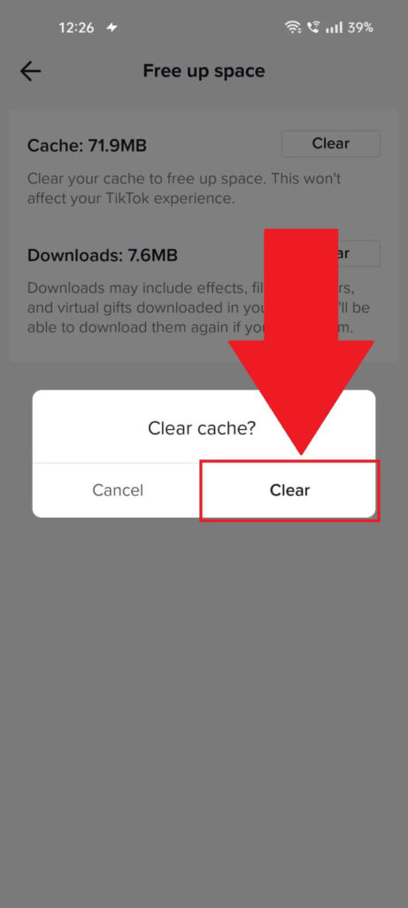 Confirm by selecting "Clear"