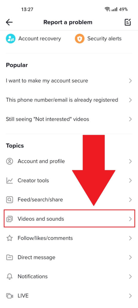 Select "Videos and sounds"
