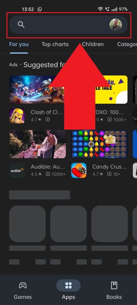 Search for TikTok using the search bar