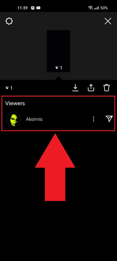 Instagram "Viewers" page in the Story Hightlight where the "Viewers" tab is highlighted
