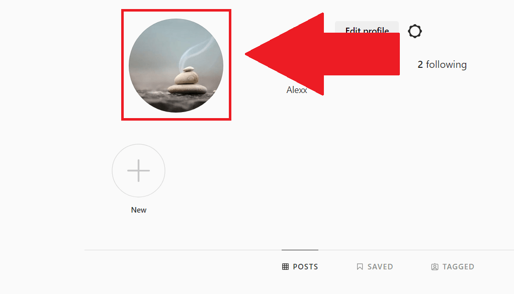 Instagram profile page showing the new profile picture applied on your account