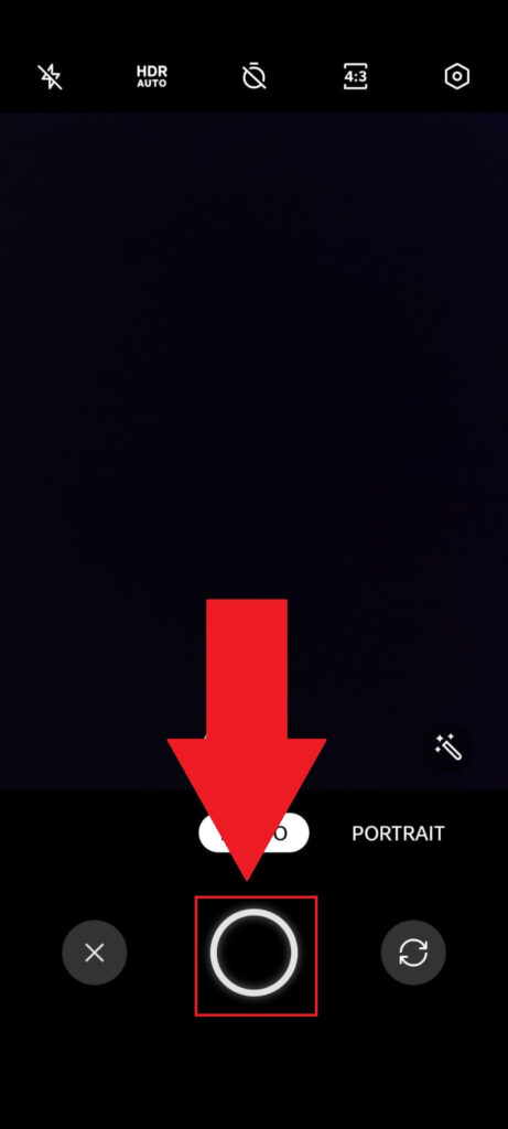TikTok camera feature showing a black background and the "Capture" button highlighted in red