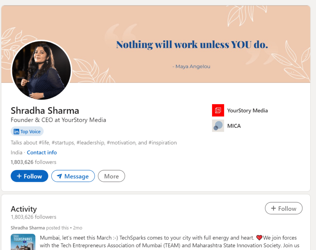 Shradha Sharma's official LinkedIn page
