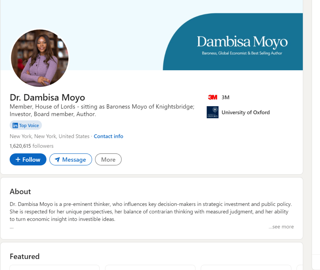 Dr. Dambisa Moyo's official LinkedIn page