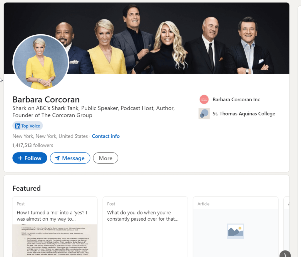 Barbara Corcoran's official LinkedIn page