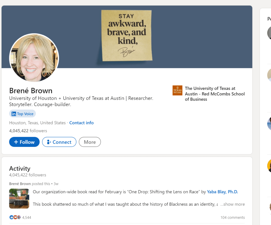 Brené Brown's official LinkedIn page