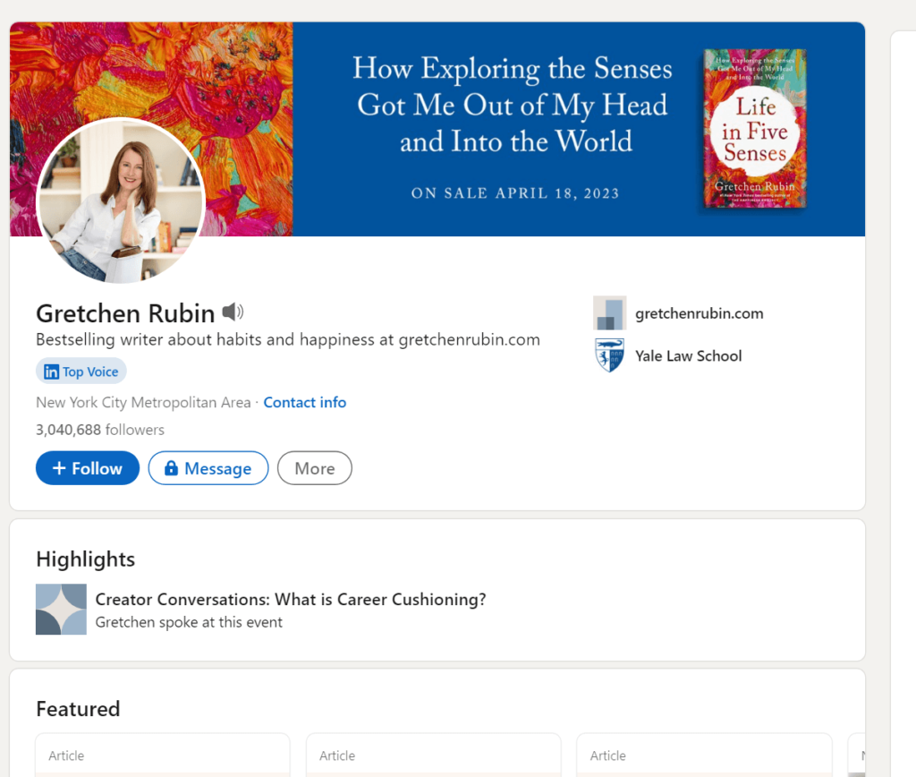 Gretchen Rubin's official LinkedIn page