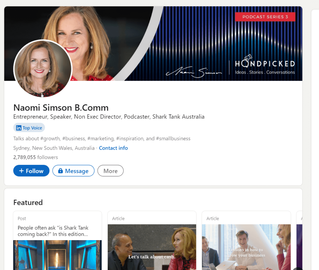 Naomi Simson B.Comm's official LinkedIn page
