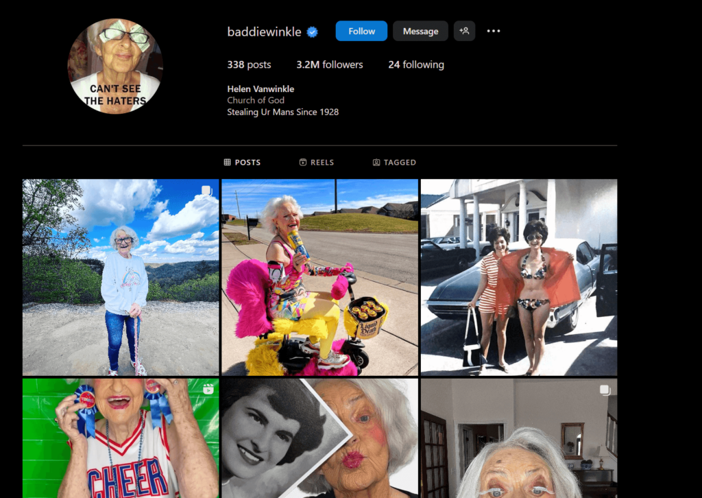Hellen Vanwinkle's Instagram page