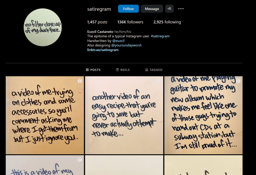 Satiregram's official Instagram page