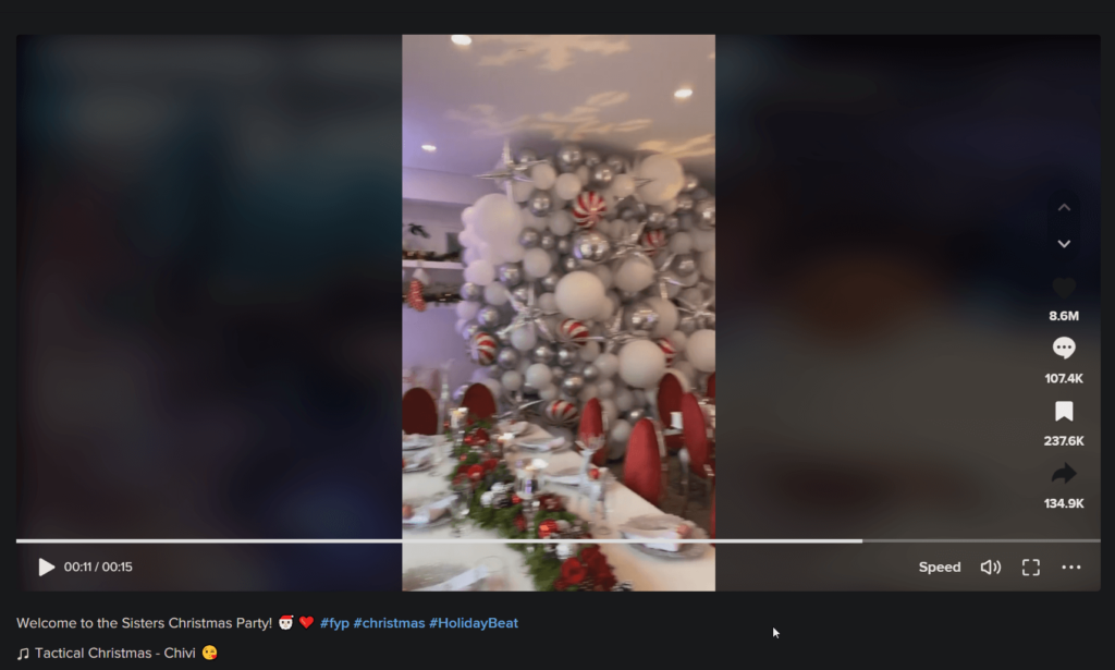 James Charles' Sister's Christmas Party video on TikTok